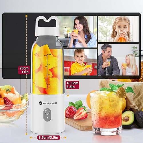 Miniatura 3 de Licuadora personal portátil de 2 piezas, 17 onzas16.9 fl oz, licuadora de tamaño personal de 175 W, ideal para batidos, mezcla de hielo, jugos y