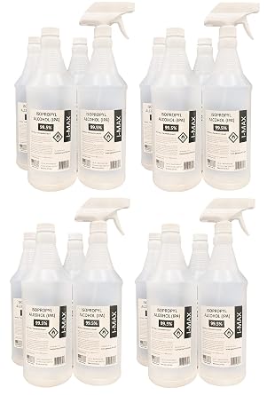 USP Grade Isopropyl Alcohol 90% - 16 Liter Bottles More Than 4 Gallons - Includes Four 4 Spray Nozzles - Made in The USA