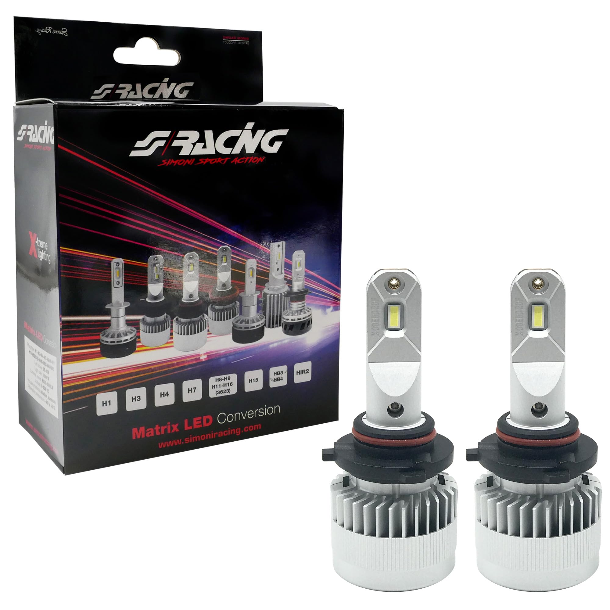 Simoni Racing LED Conversion Matrix, Attacchi HB3 ed HB4, 6500°K 5000 lm Luce Bianca