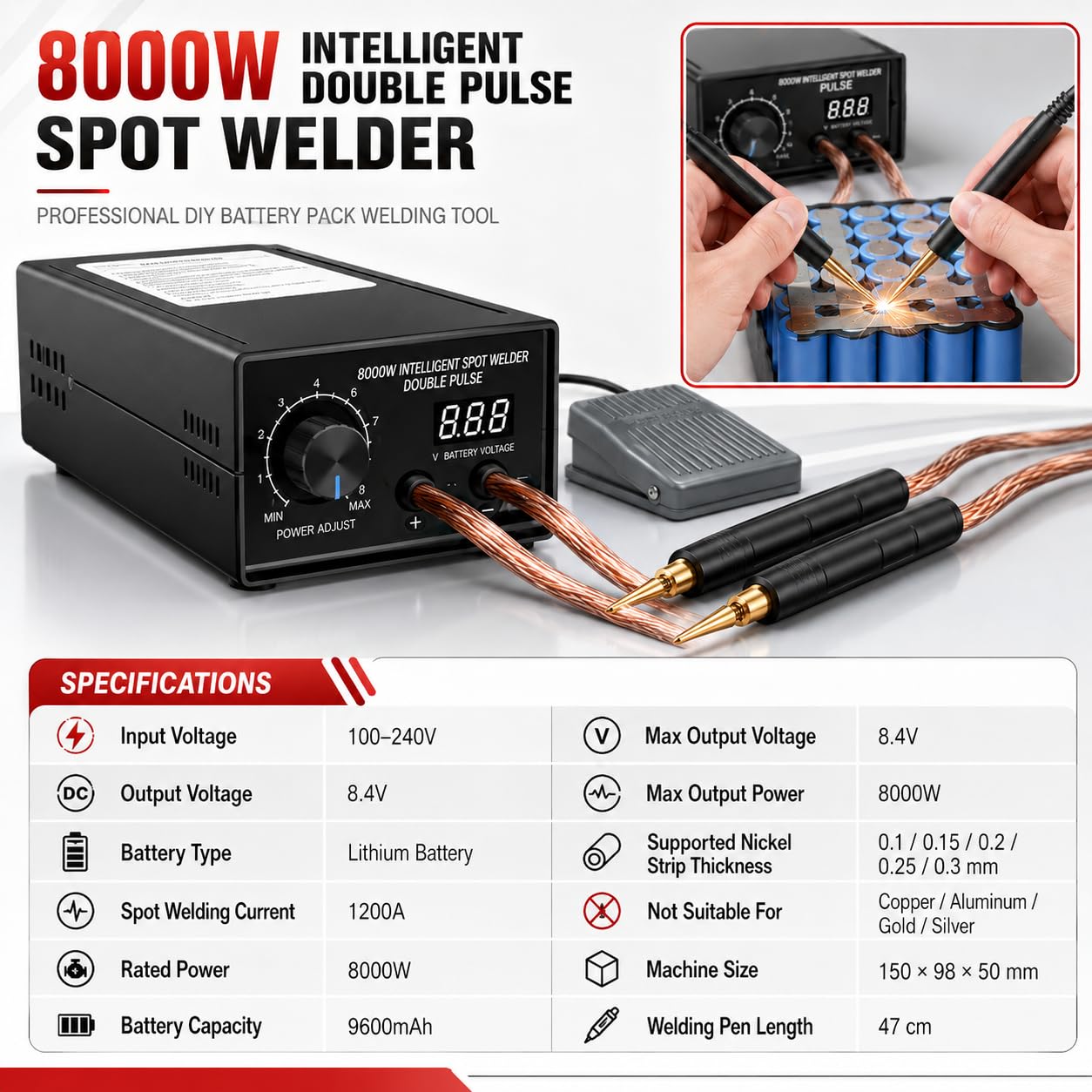 Amazon | 8000W スポット溶接機 ハンドヘルド スポット溶接機