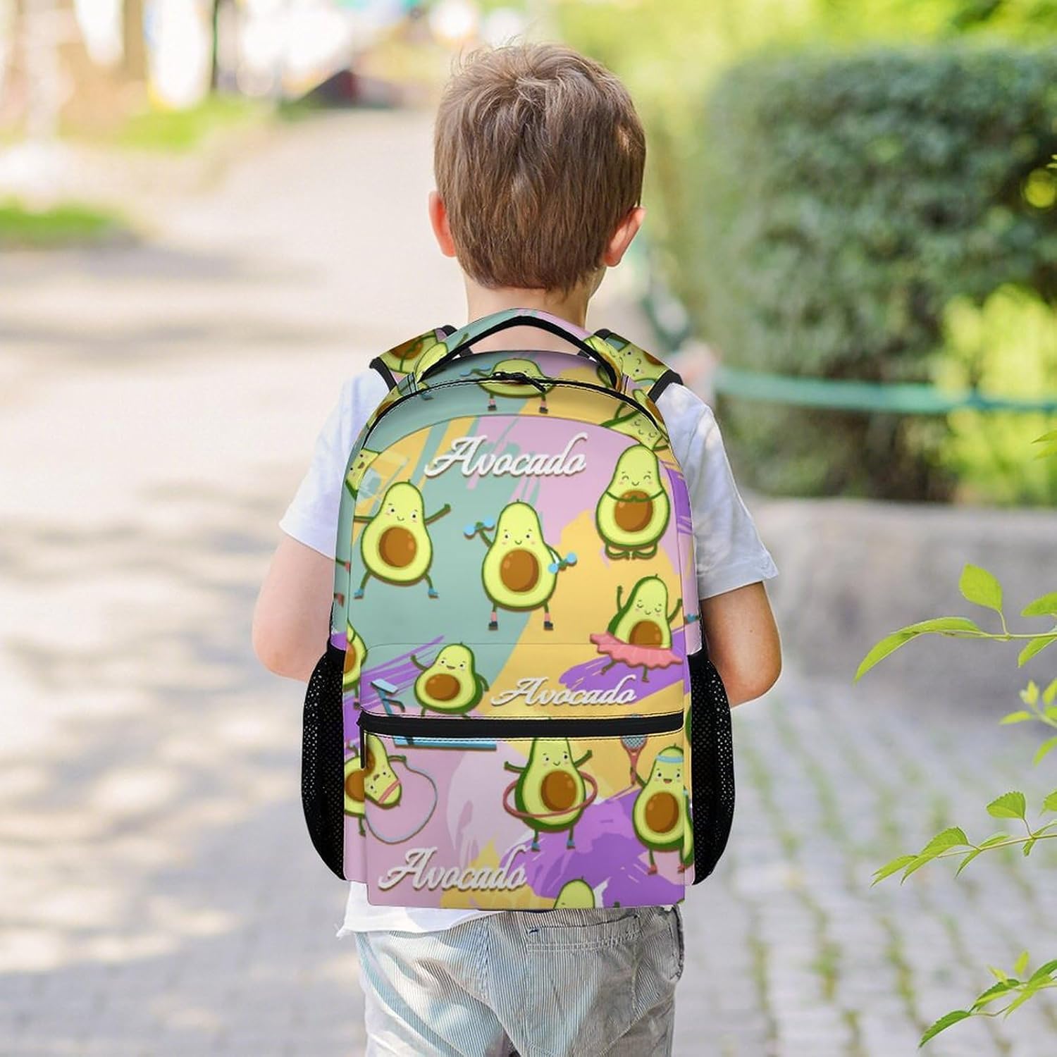 Mercuryelf Avocado Backpack for Girls Boys - 16 Inch Colorful Backpacks for School Travel - Cute Lightweight Bookbag for Kids