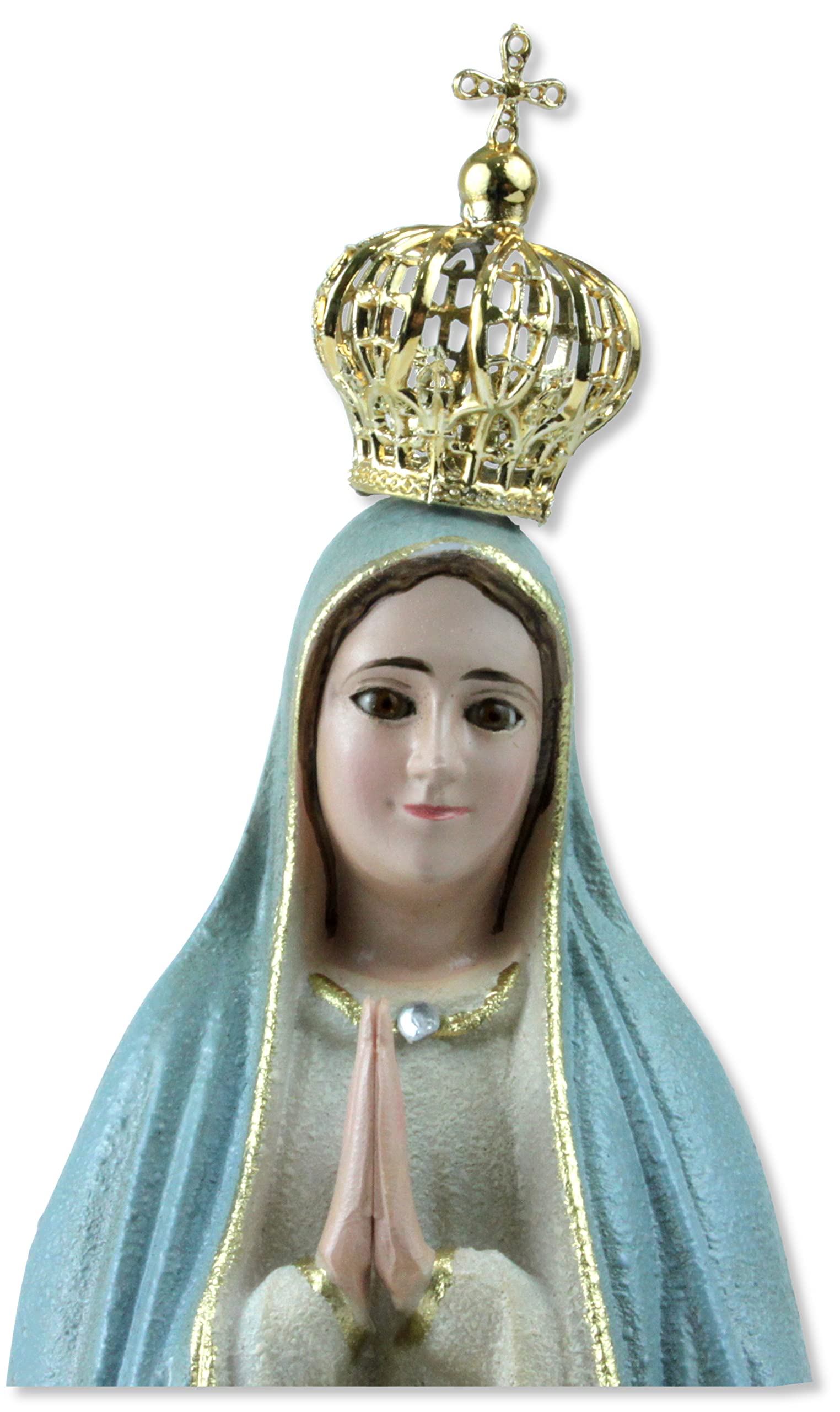 Estatua de la Virgen de Fátima de resina con ojos de resina - 27 cm