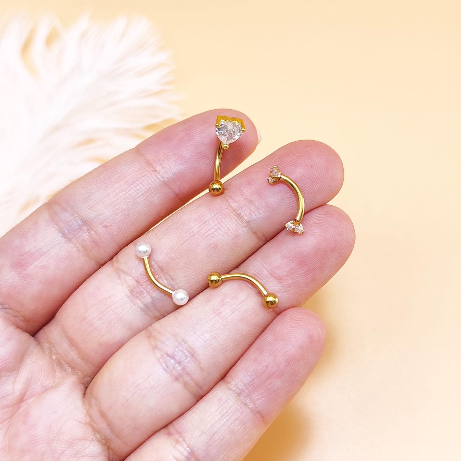 Piercing Ceja Rook Piercing Labio Daith Helix Barra Curva 8mm Acero Inoxidable 16G Piercing Banana Piercing para cejas Plata y Oro Negro