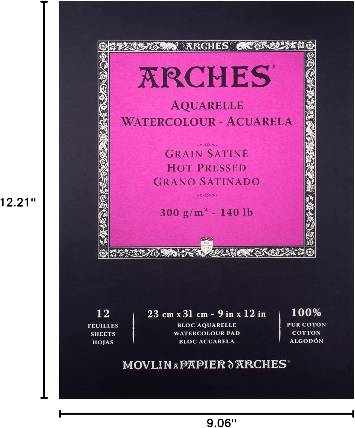 Arches Watercolor Pad 9x12 Inches 140lb/300gsm Hot Press, White