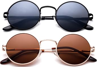 Retro Round Small 48mm Vintage Hippie Round Polaroid Sunglasses Driving Polarized Glasses Steampunk Sunglasses