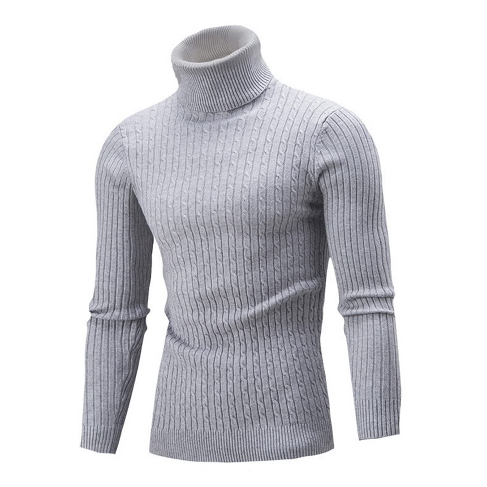 Zimowy ciepły golf sweter swobodny luz męski, ciepły dzianin sweter trzymaj ciepłe mężczyzn wełniany sweter z dzianiny (Color : Brown, Size : Medium (55-65KG))