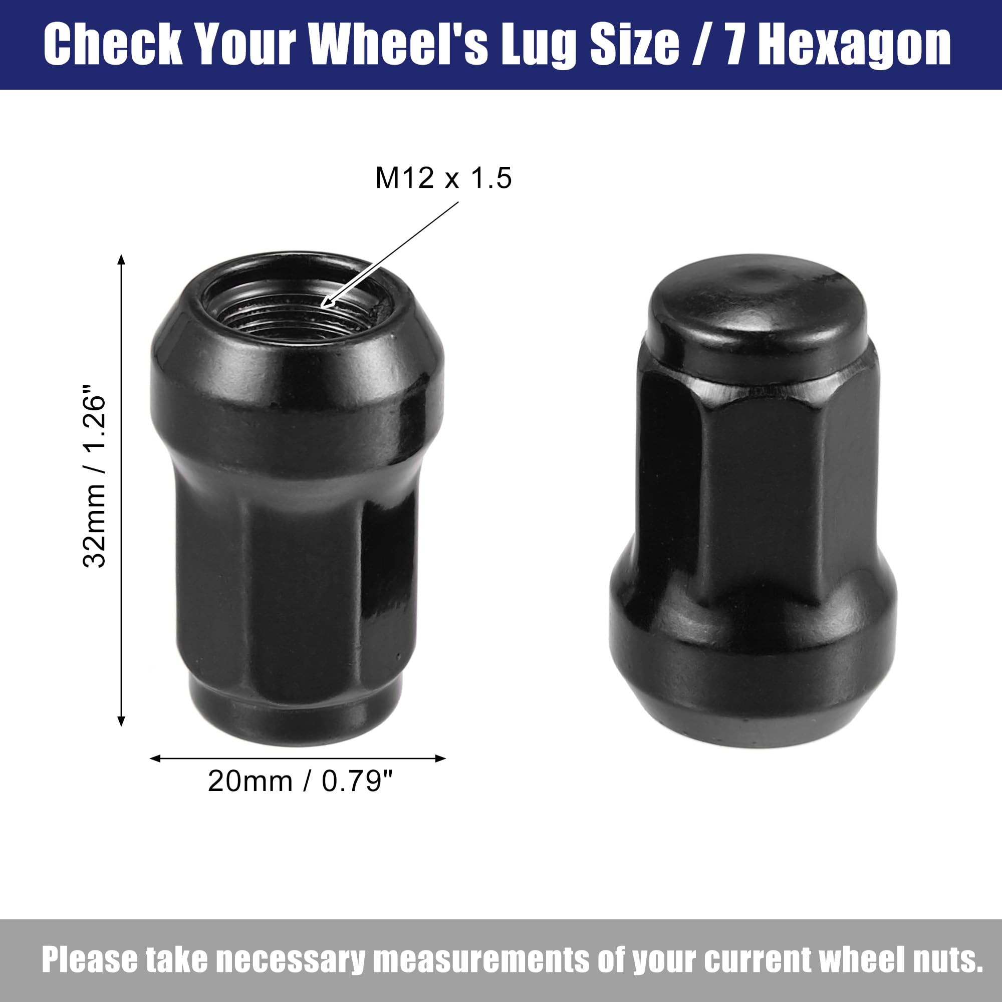 Goujon De Roue M12x1.25 A ABSOPRO M12x1.25 Voiture Roue Heptagone Cosse U00c9crou écrou De Roue M12x1.5
