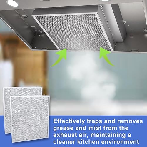 Miniatura 9 de Wadoy S97020466 Filtro de carbón sin conductos de 14.6 x 12.8 x 0.14 pulgadas, paquete de 2 filtros de grasa tipo XC con clips compatibles con