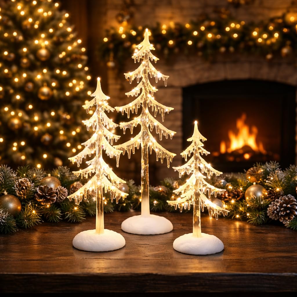 Amazon.com: Moments in Time Acrylic Icicle Trees 3-Pack LED