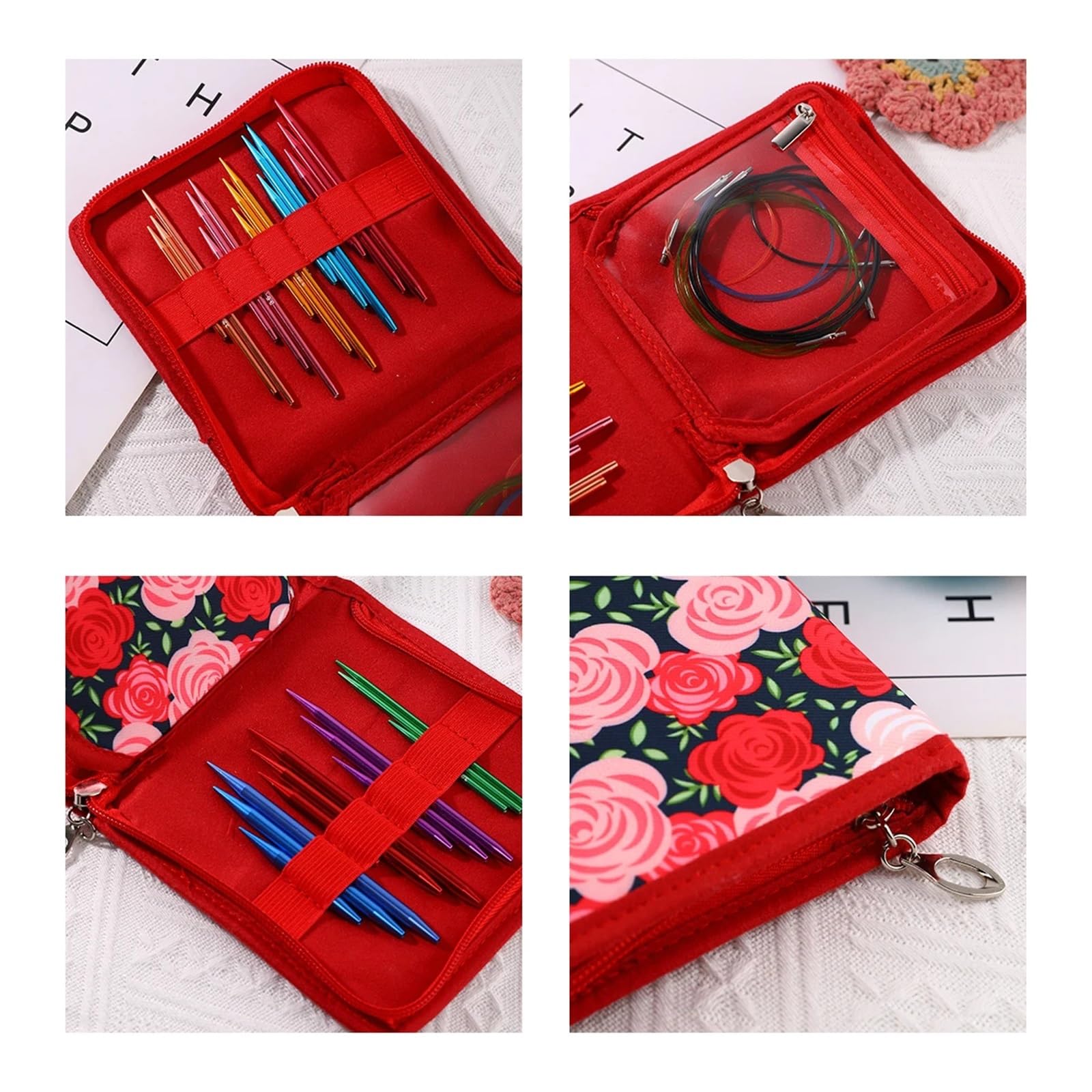 Nähset Nähen Stricken Häkelnadeln Set DIY Anfänger Haken Kits mit Aufbewahrungstasche Material Pack und Werkzeuge für zu Hause(39pcs)
