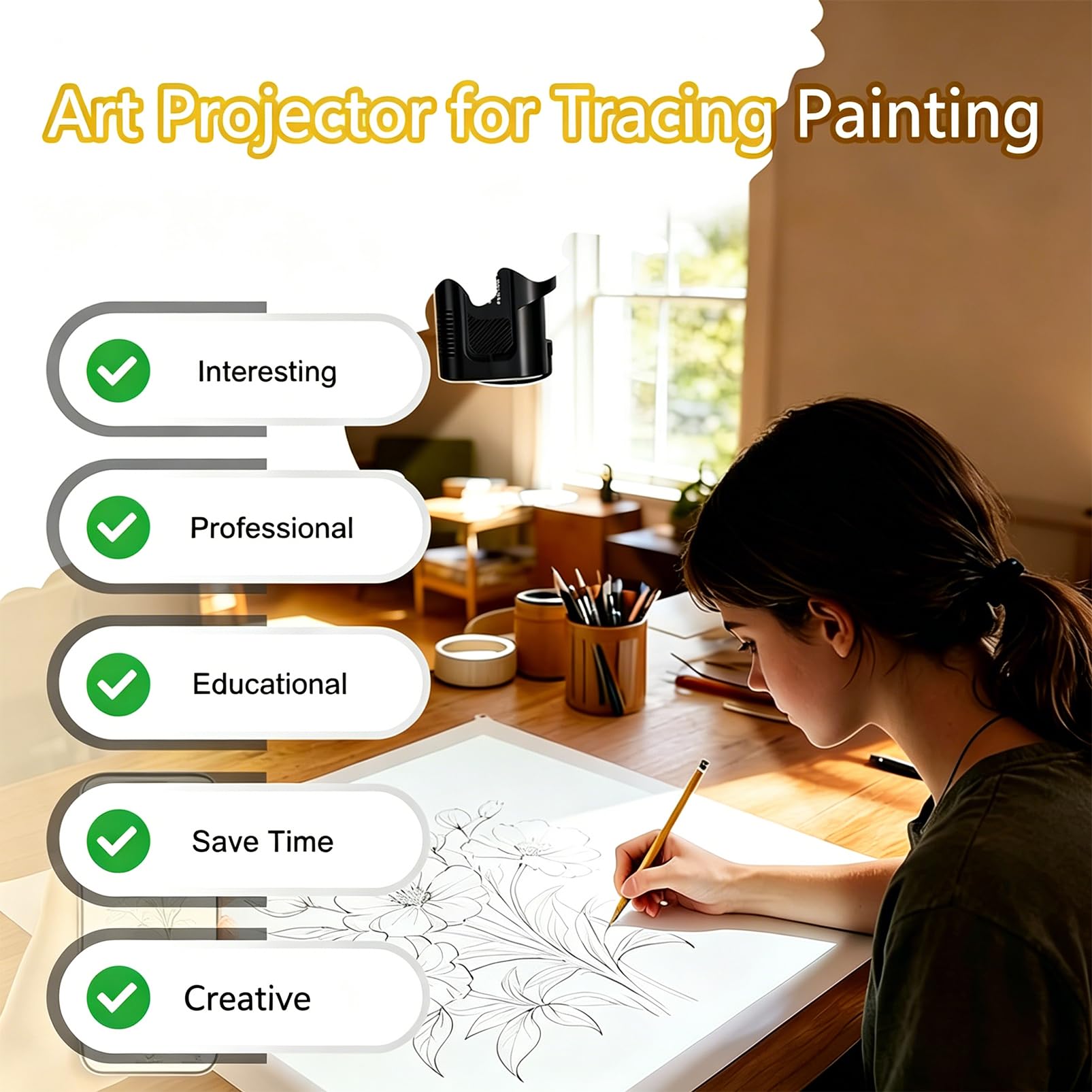 Generisch Proiettore di pittura per artisti: proiettore wireless per schizzi precisi, ideale per principianti ed esperti, facile da usare e versatile