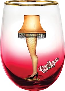 Spoontiques Stemless Wine Glass, 20oz - Lidless Drink Tumbler for Cold Beverages - A Christmas Story