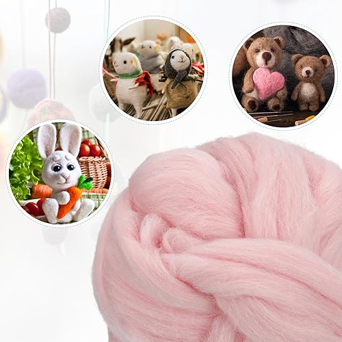 Miniatura 36 de uxcell Lana de fieltro con aguja, hilo de lana de fibra natural de 3.5 onzas para fieltro húmedo, manualidades, materiales de bricolaje (azul cielo)