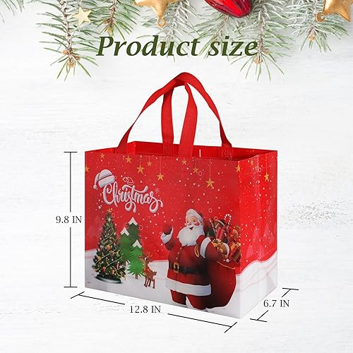Miniatura 3 de Bolsas de regalo de Navidad, 9 unidades, bolsas reutilizables de Navidad con asa para regalos, compras, suministros de fiesta, bolsas de regalo de