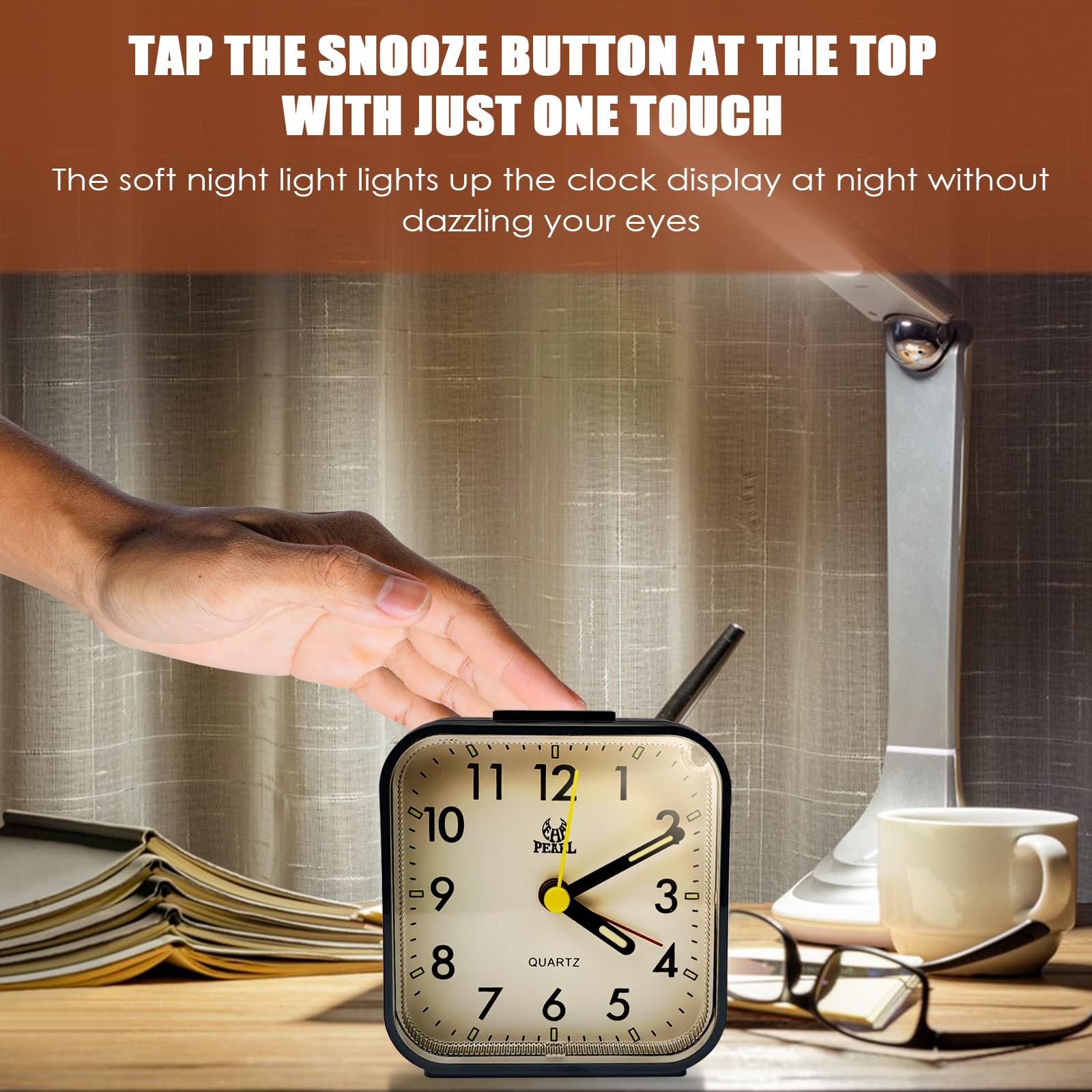 tekenewbse Sveglia da Comodino Analogica, Orologio da Tavolo con Funzione Snooze e Luce, Sveglie da Comodino a Batteria, Alarm Clock, Sveglia Viaggio, Sveglia Silenziosa, Allarme Portatile Analogico