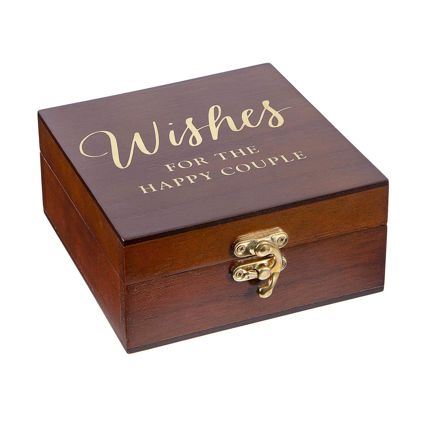 David Tutera Small Wood Coaster Box: Wishes For The Happy Couple, Espresso Finish, 4.875 x 2.5 Inches