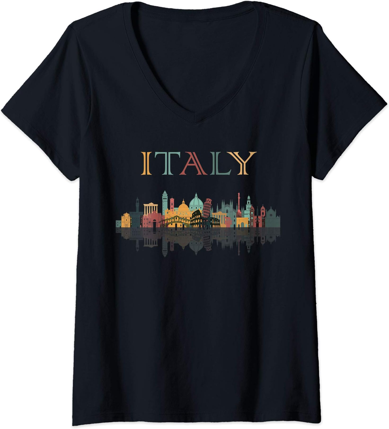 Italian Vacay Venezia Rome Traveling Tee ShirtWomens Colorful Travel around Italy Family Shirt European Vacation V-Neck T-ShirtOEKO-TEX STANDARD 100