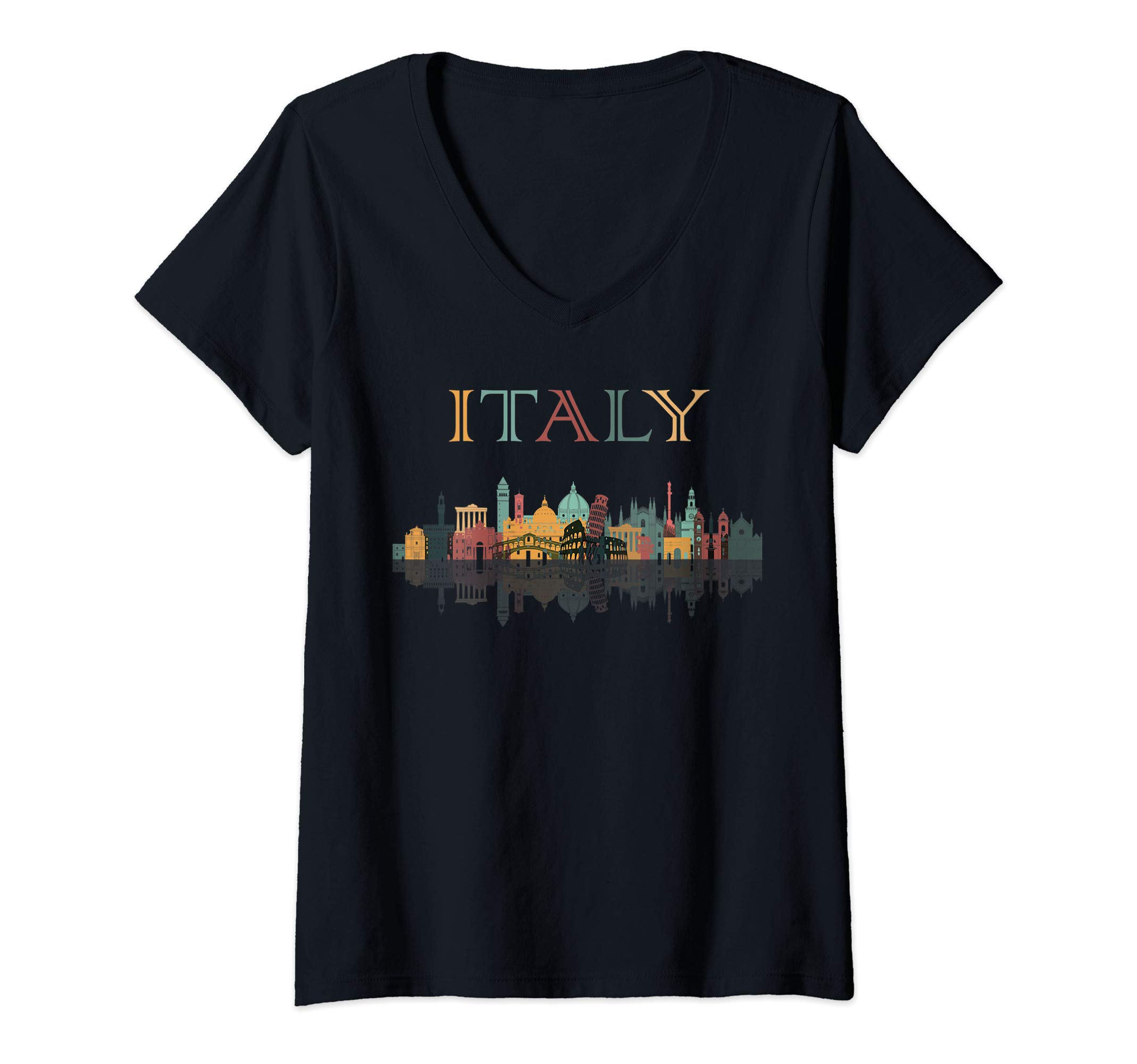 Italian Vacay Venezia Rome Traveling Tee ShirtWomens Colorful Travel around Italy Family Shirt European Vacation V-Neck T-ShirtOEKO-TEX STANDARD 100