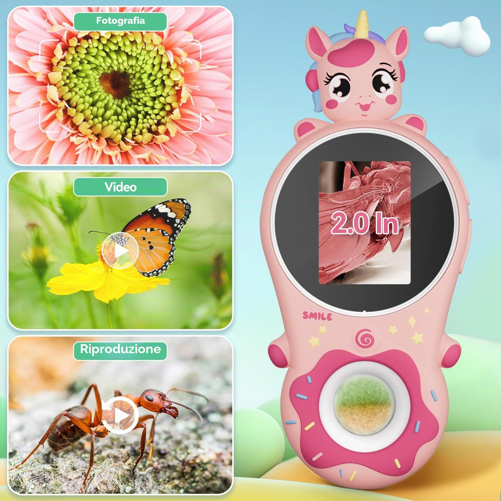 500x Microscopio per bambini digitale portatile - Mini lente di ingrandimento tascabile Miniscopio ottico scientifico educativo per ragazze, ragazzi, laboratorio di studio 5-7 8-12 adolescenti Regalo