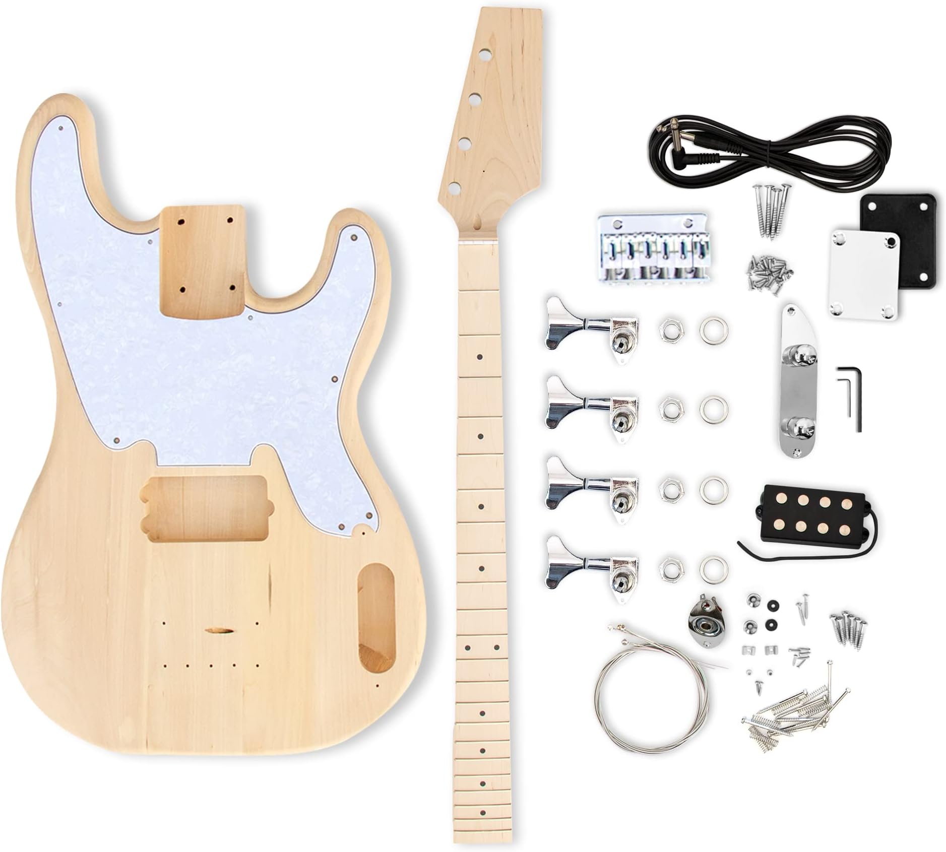 The FretWire 70s TL Bass Style DIY Electric Bass Guitar Kit - DIY Build Your Own Guitar, Guitar Setup Kit, DIY Bass Guitar Kit for Beginners and Professionals