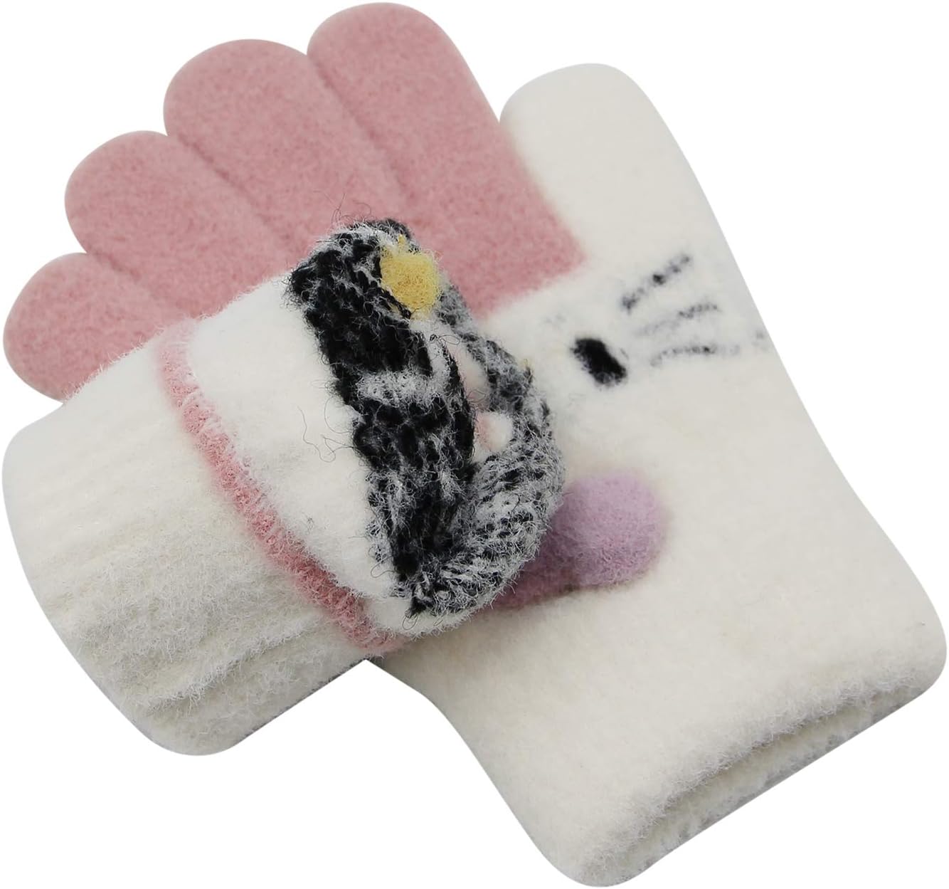 RARITYUS 2 or 3 Pairs Kids Cute Cat Warm Gloves Winter Knitted Mittens for Boys Girls Toddler 0-15 Years old - Image 5