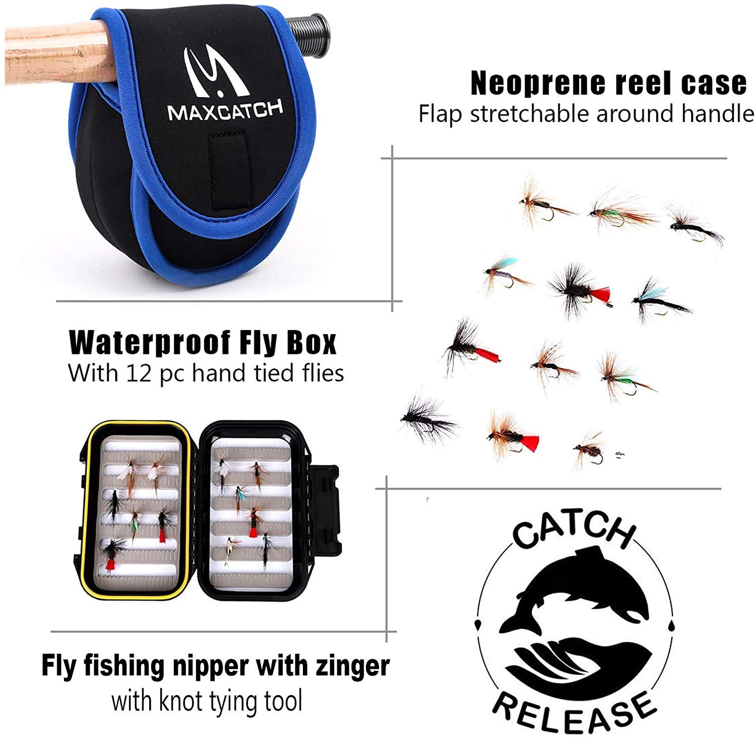 MAXIMUMCATCH Ultra-lite Fliegenrute Bach Panfish/Forelle Fischen in 6’/6’6’’/7’/7’6’’, 1/2/3 wt