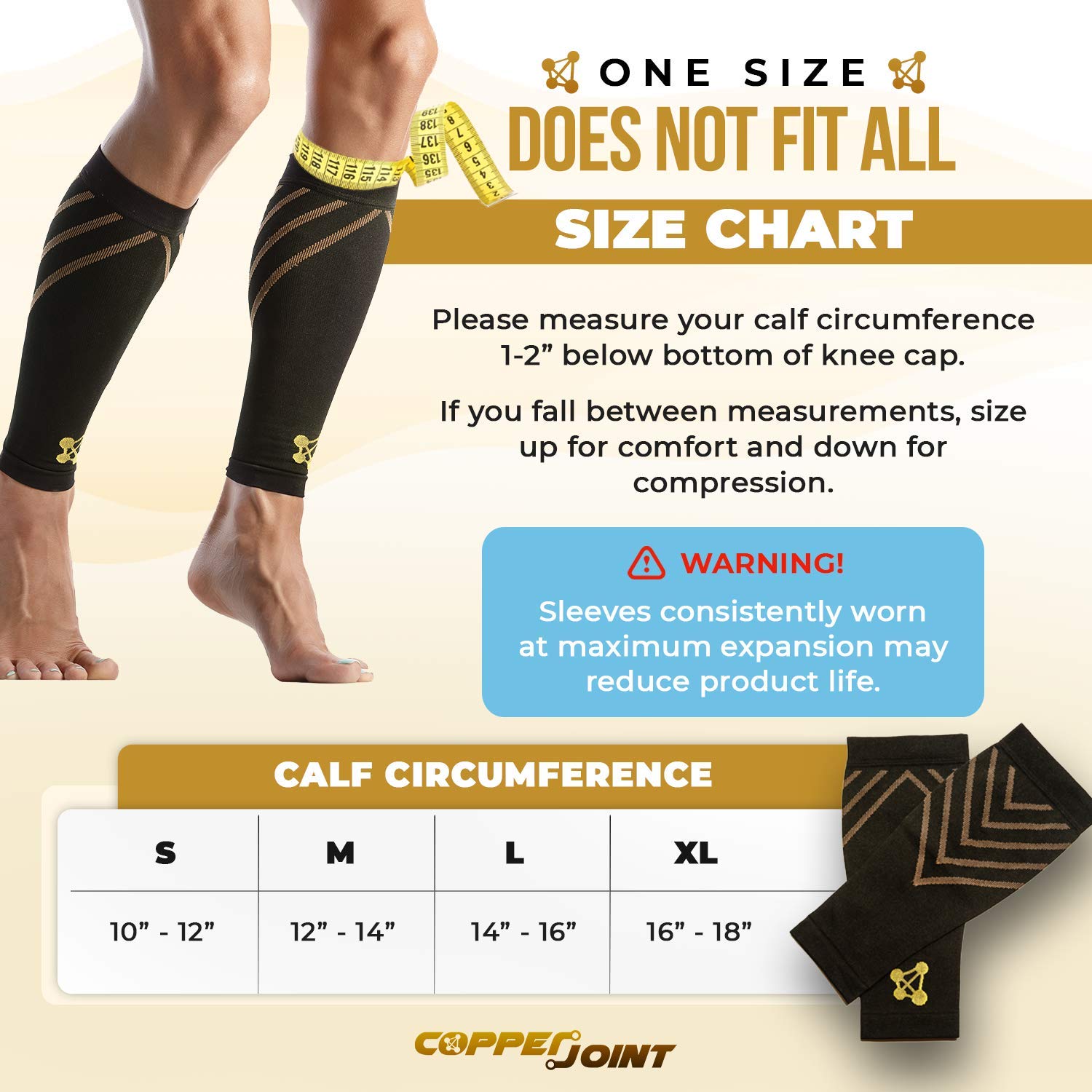 CopperJoint Compression Calf Sleeve–Copper-Infused High-Performance Design, Promotes Proper Blood Flow, Offers Superior Compression and Support for All Lifestyles - Pair (Large) : Health & Household