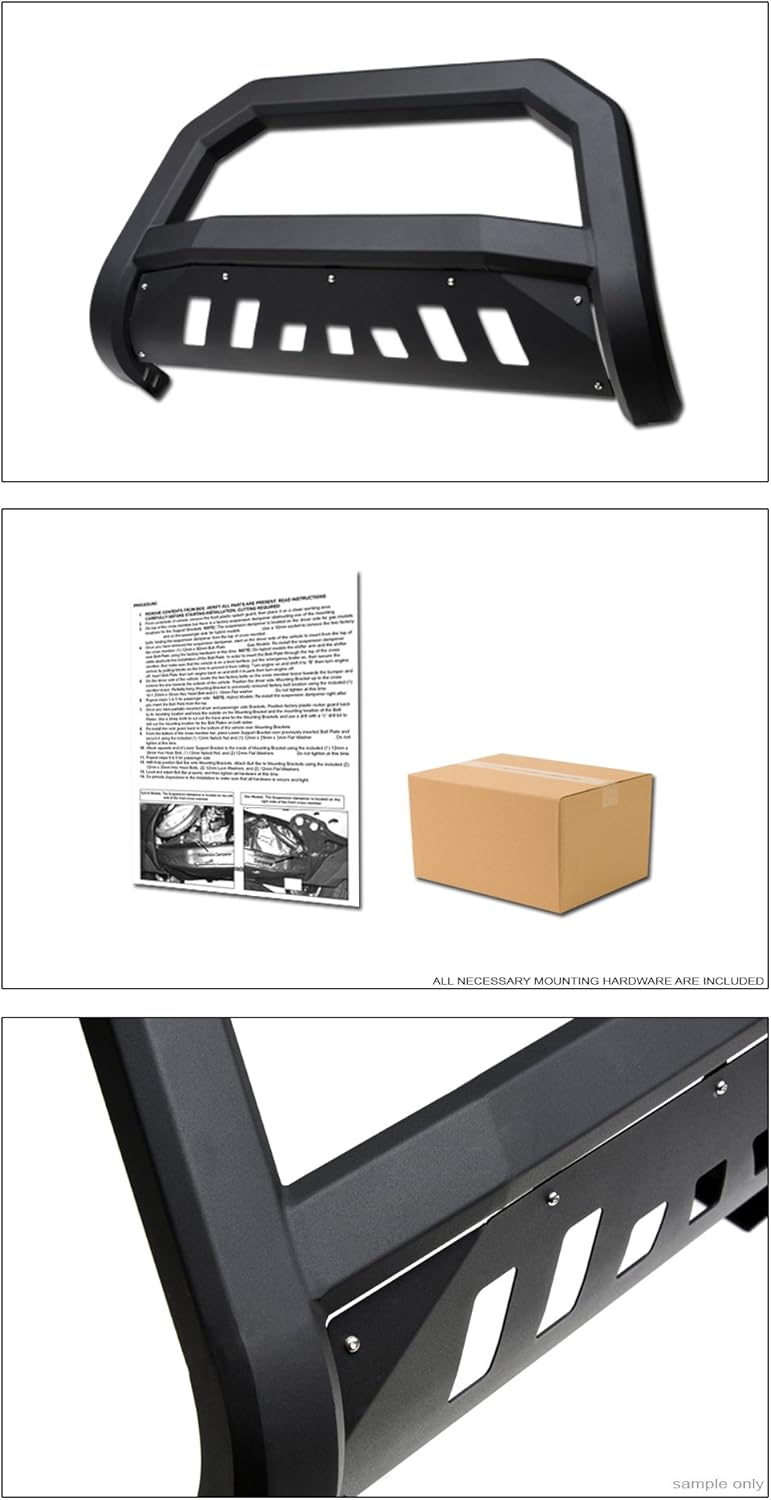 for 2005/2006-2010 Hummer H3 (Not Fit H3T) - Matte Black AVT Edge Bold Series Bull Bar Brush Push Front Bumper Grill Grille Guard