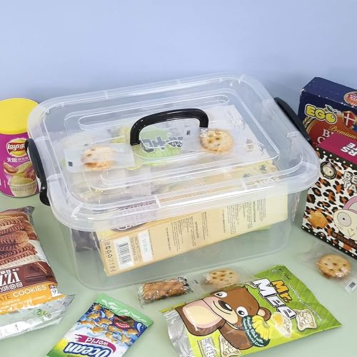 Miniatura 5 de Bringer Paquete de 2 cajas de almacenamiento de plástico, cajas de cierre transparente de 8 L