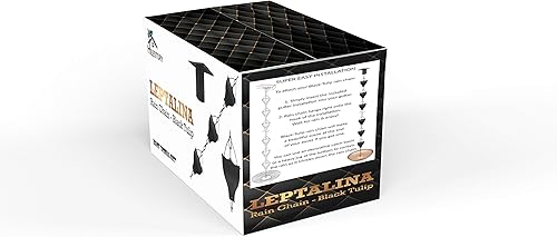 Miniatura 3 de Cadenas de lluvia originales de hierro de tulipán negro de 9 pies para canaleta y barril de lluvia, repuesto para bajante, cadena de lluvia chapada