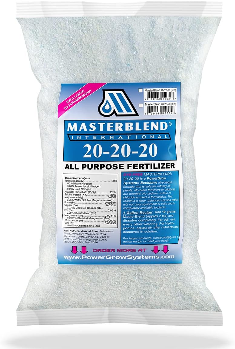 MASTERBLEND 20-20-20 All Purpose Fertilizer (1 Pound Bag) - Exclusive to PowerGrow Systems