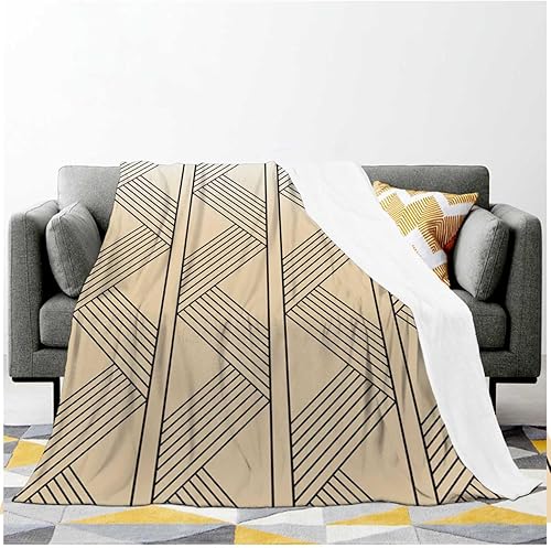Miniatura 2 de Mantas y mantas para hombre, color crema, líneas geométricas abstractas, manta para sofá, coqueta, decoración de habitación, 30 x 40 pulgadas