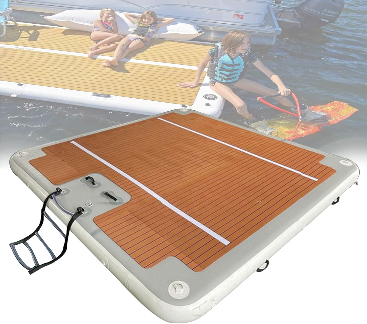 Inflatable Deck Floating Pad for Boats Inflatable Swimming Water Platform, Inflatable Floating Water Dock Raft for Pool & Beach, 10Ft