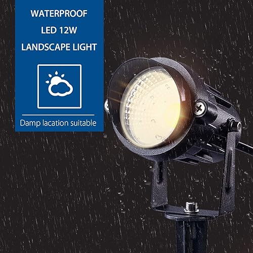Miniatura 4 de SUNVIE Iluminación LED de paisaje de 12 W, bajo voltaje (CACC 12 V), luces impermeables para caminos de jardín, luces blancas súper cálidas (900 LM)