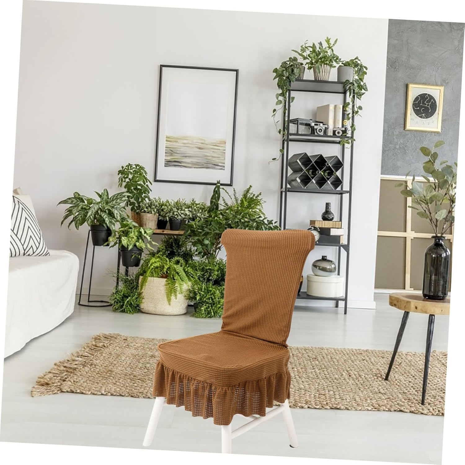 6pcs Plaid Chair Covers Elastic Dining Chair Protector Washable for Dining Room Easy to Install Material Light