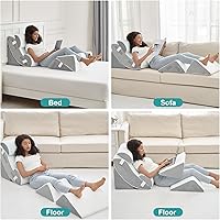 Vista 25 de Hansleep Juego de 6 almohadas ortopédicas de cuña para dormir, juego de almohadas postoperatorias ajustables para aliviar el dolor corporal, espalda
