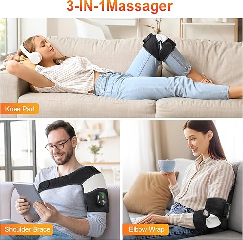 Miniatura 4 de YUANBO Masajeador térmico de rodilla con 6 temporizadores, almohadilla térmica inalámbrica 3 en 1 para aliviar el dolor de rodilla, codo, hombro,