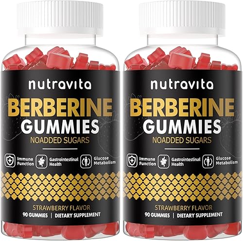 Miniatura 9 de Nutravita Gomitas de berberina con canela de Ceilán, 1500 mg de berberina de alta potencia, suplemento para apoyo inmunológico y metabolismo,