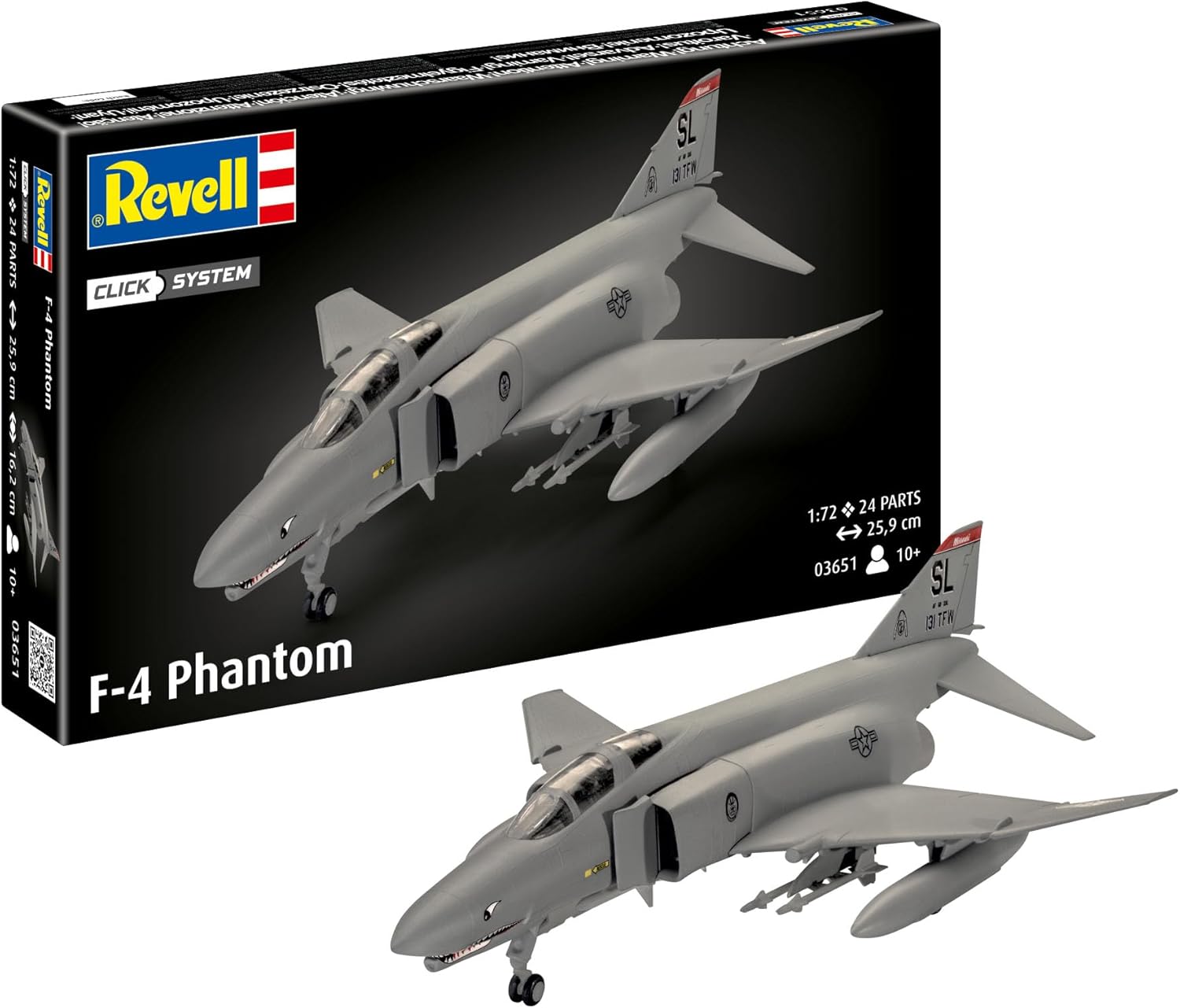 Revell 03651 F-4 Phantom (Easy-Click) Model Kit, Grey