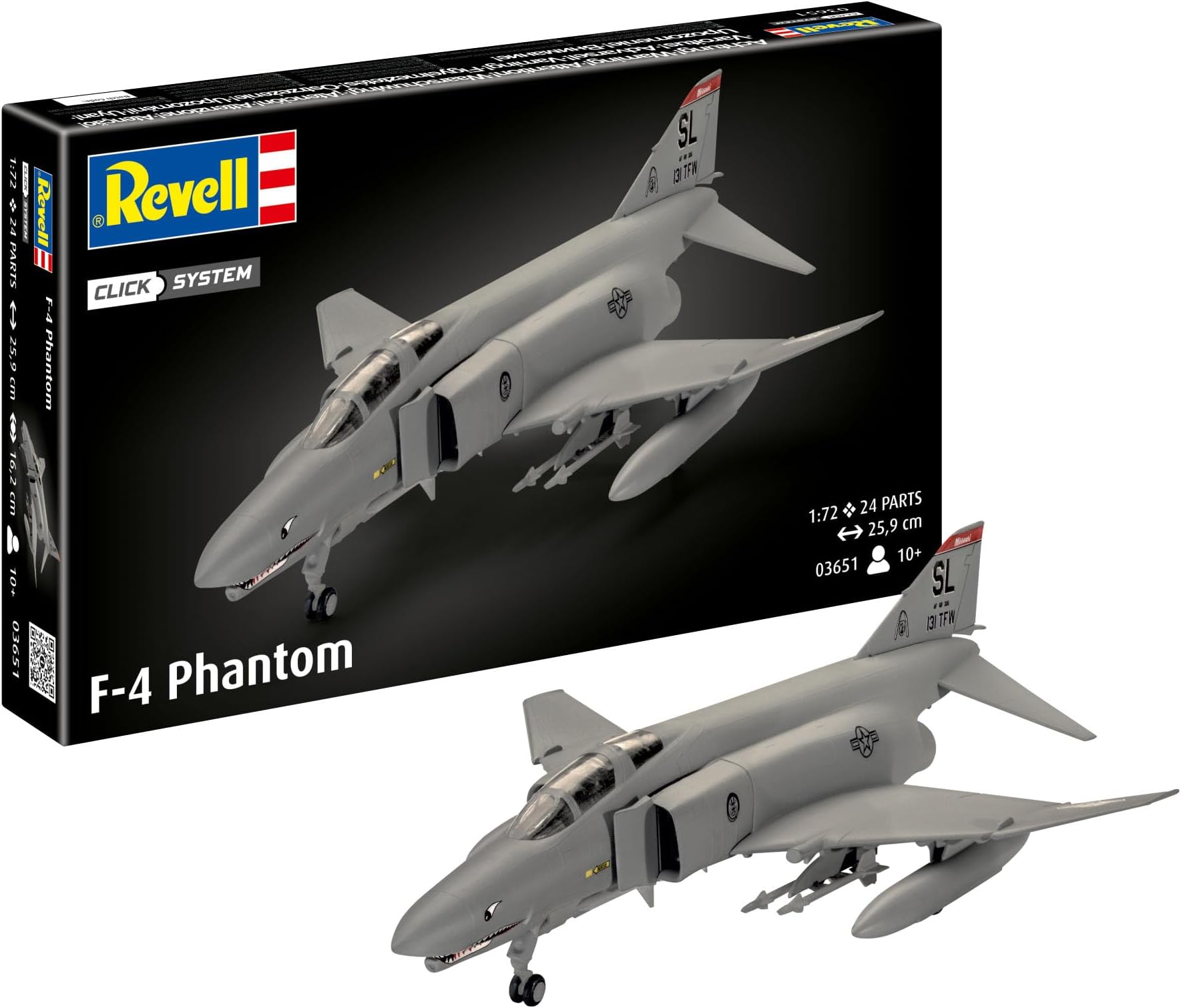 Revell 03651 F-4 Phantom (Click System) 1:72 Scale Unbuilt/Pre-coloured/Click-Together (Non-Glue) Plastic Model Kit
