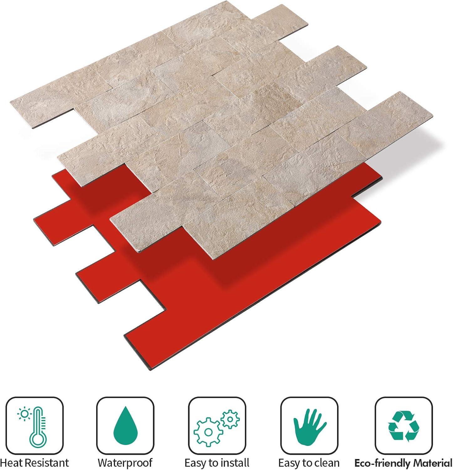 Peel and Stick Backsplash Wall Tile, PVC Stickon Tile for Kitchen Backsplash Peel and Stick in Marble Beige (11.85''x11.89'',10 Sheets): Home Improvement