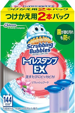 Amazon スクラビングバブル トイレ洗浄剤 トイレスタンプ トイレスタンプex リフレッシュブーケの香り 付替用 2本入り 1箱 12スタンプ分 スクラビングバブル Scrubbing Bubbles ドラッグストア