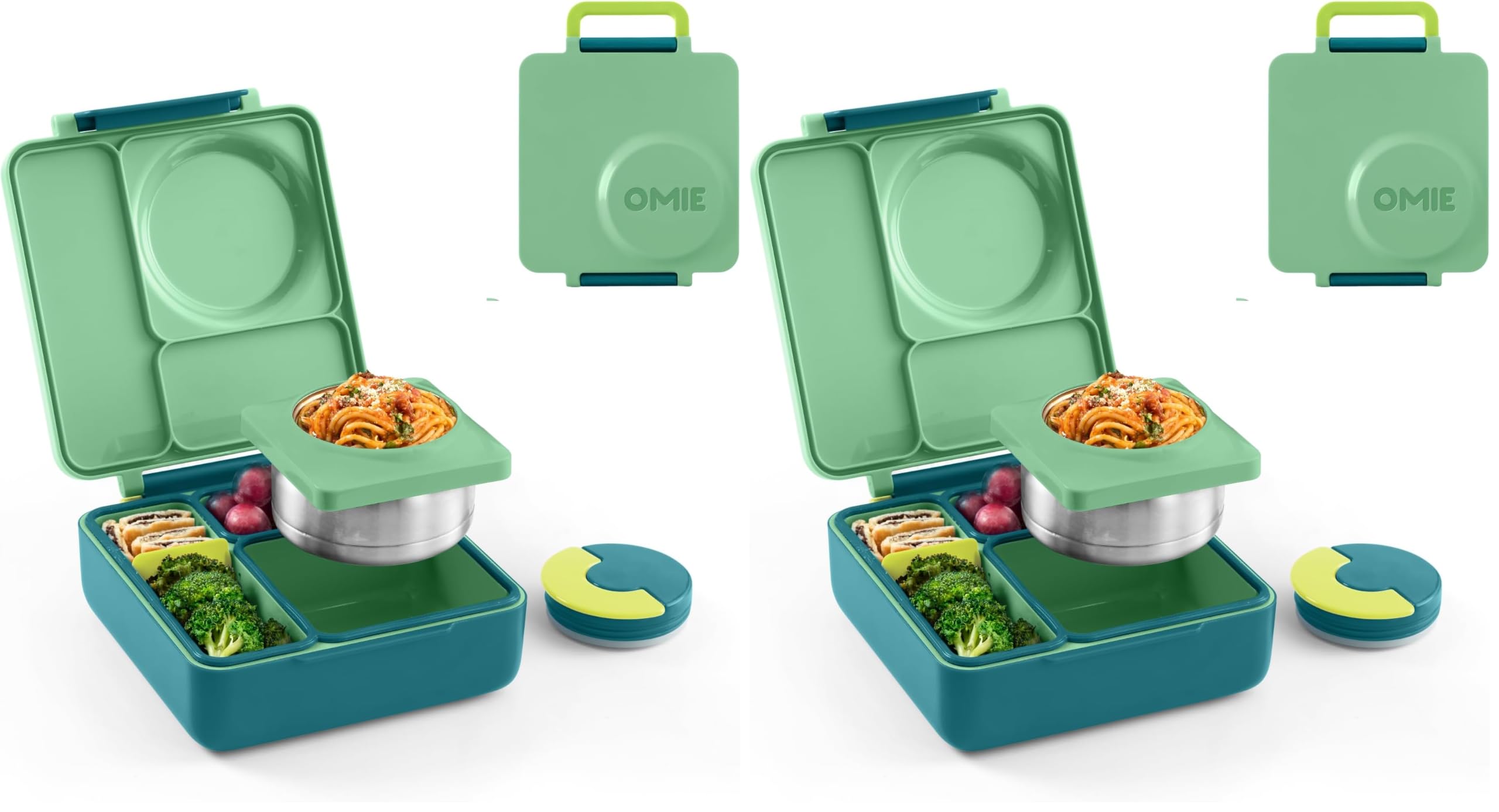 Omie OmieBox Kids Insulated Leakproof Bento Lunch Box with Food Jar (Meadow) (Pack of 2)