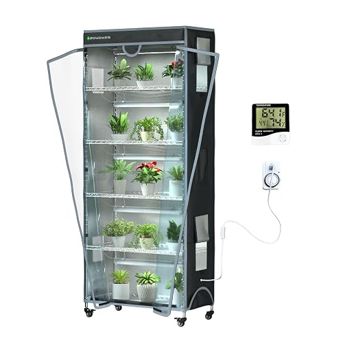 Indoor Greenhouse 6-Tier Plant Stand with Grow Lights & Cover