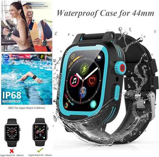 Amazon.com: YOGRE Funda impermeable para Apple Watch Serie 5/4 1.732 in,  IP68 certificado a prueba de golpes, resistente a los golpes, carcasa  protectora de cuerpo completo con protector de pantalla integrado y