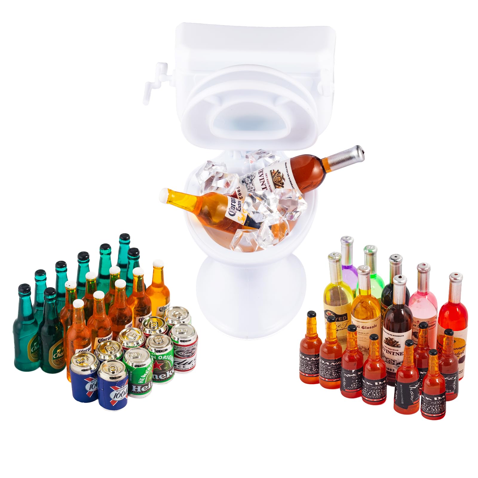 SAMCAMI 21st Birthday Cake Toppers, Mini Alcohol Bottles and Mini Toilet