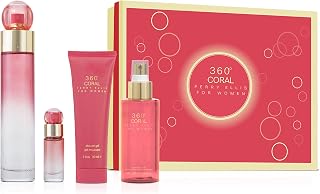 Perry Ellis 360 Coral 3.4oz EDP Spray, 4oz Body Mist, 3oz Shower Gel, 0.25oz EDP Spray Women 4 Pc Gift Set