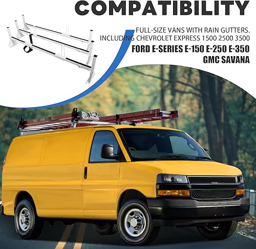 Miniatura 2 de HECASA Soporte universal para escalera de camioneta de tamaño completo compatible con Chevrolet Express 1500 2500 3500 Ford E150 250 350 GMC Savana