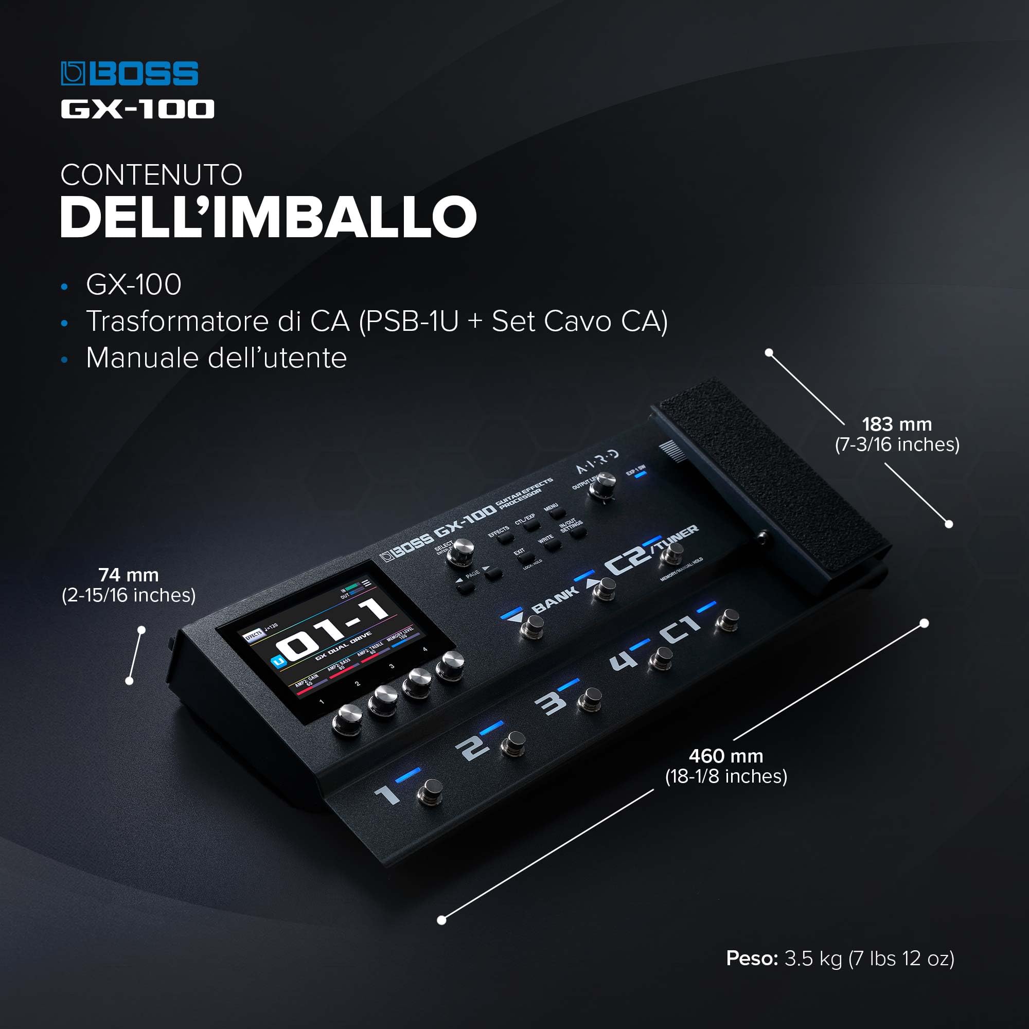 【STK】BOSS GX-100 BOSS GX-100 | Processore di effetti per chitarra avanzato