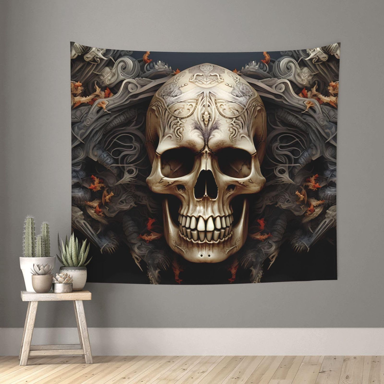 FodPand Skulls Tapestry for Bedroom Aesthetic, Wall Hanging Tapestries Art Decor Backdrop Wall Tapestry for Dorm Living Room Funny Poster Party Banner Background 51" X 60"